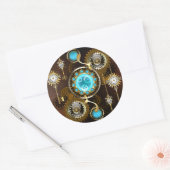 Steampunk Rusty Background met Turquoise Lenses Ronde Sticker (Envelop)