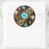 Steampunk Rusty Background met Turquoise Lenses Ronde Sticker (Tas)
