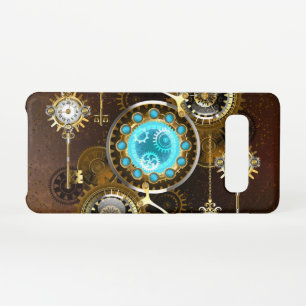 Steampunk Rusty Background met Turquoise Lenses Samsung Galaxy S10 Hoesje