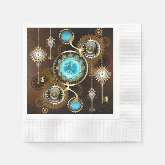 Steampunk Rusty Background met Turquoise Lenses Servet (Voorkant)