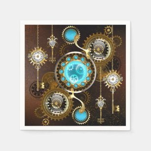 Steampunk Rusty Background met Turquoise Lenses Servet