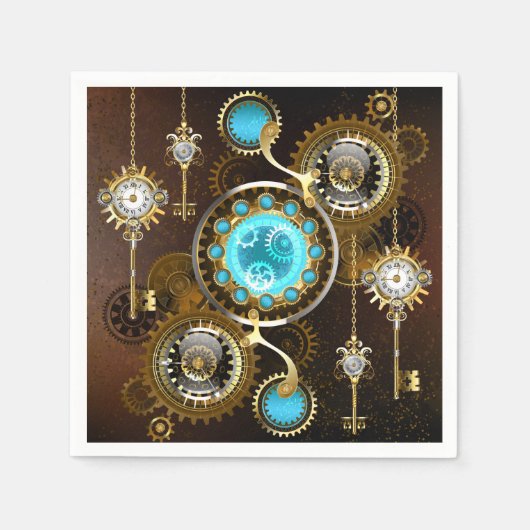 Steampunk Rusty Background met Turquoise Lenses Servet (Voorkant)