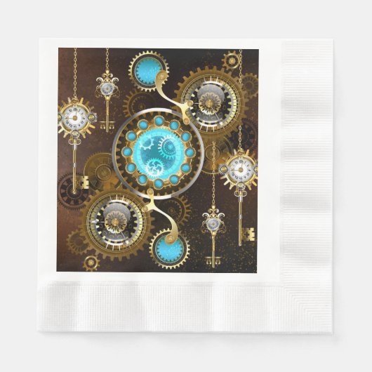 Steampunk Rusty Background met Turquoise Lenses Servet (Voorkant)