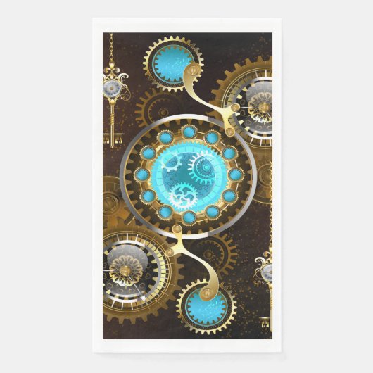 Steampunk Rusty Background met Turquoise Lenses Servet (Voorkant)