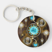 Steampunk Rusty Background met Turquoise Lenses Sleutelhanger (Voorkant)