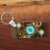 Steampunk Rusty Background met Turquoise Lenses Sleutelhanger (Achterkant)
