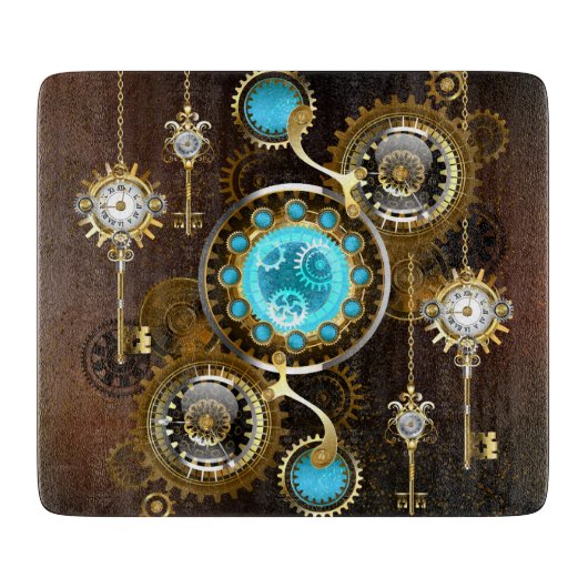 Steampunk Rusty Background met Turquoise Lenses Snijplank (Voorkant)