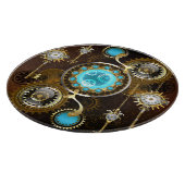 Steampunk Rusty Background met Turquoise Lenses Snijplank (Hoek)