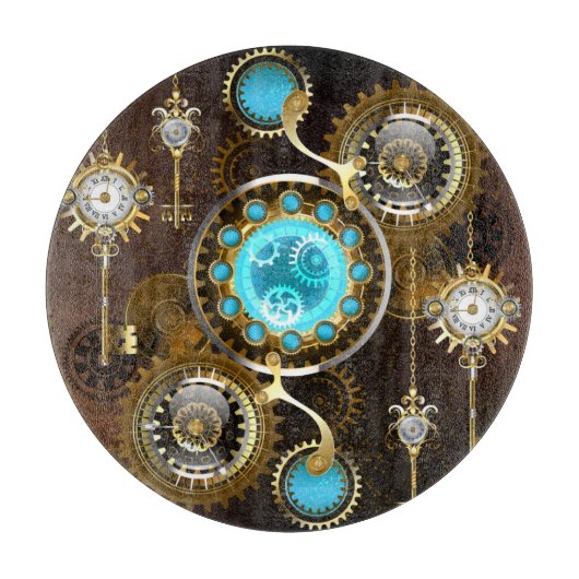 Steampunk Rusty Background met Turquoise Lenses Snijplank (Voorkant)