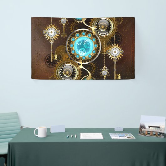 Steampunk Rusty Background met Turquoise Lenses Spandoek (Beurs)