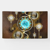 Steampunk Rusty Background met Turquoise Lenses Spandoek (Horizontaal)