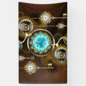 Steampunk Rusty Background met Turquoise Lenses Spandoek (Verticaal)