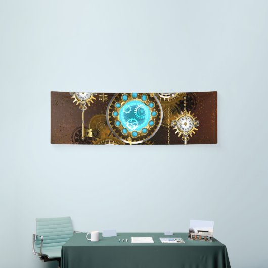 Steampunk Rusty Background met Turquoise Lenses Spandoek (Beurs)
