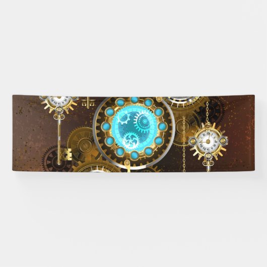 Steampunk Rusty Background met Turquoise Lenses Spandoek (Horizontaal)