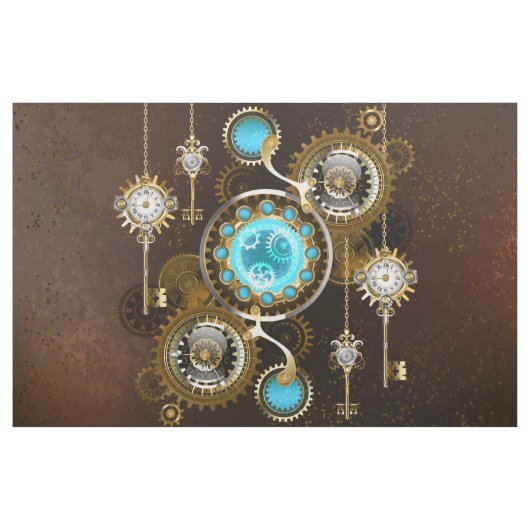 Steampunk Rusty Background met Turquoise Lenses Stof (Yard (91,4 cm))