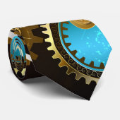 Steampunk Rusty Background met Turquoise Lenses Stropdas (Opgerold)