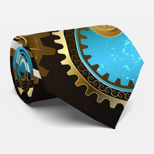 Steampunk Rusty Background met Turquoise Lenses Stropdas (Opgerold)