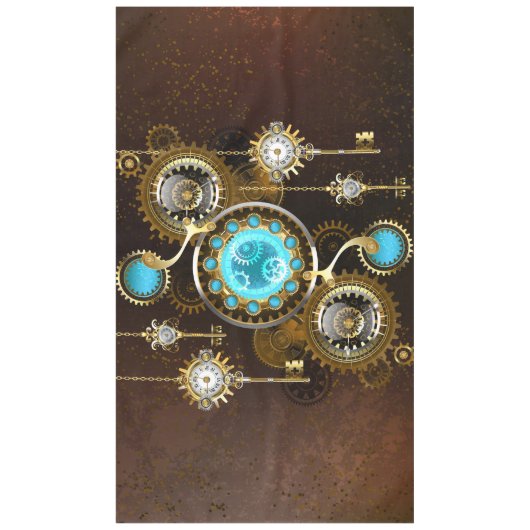 Steampunk Rusty Background met Turquoise Lenses Tafelkleed (Voorkant)
