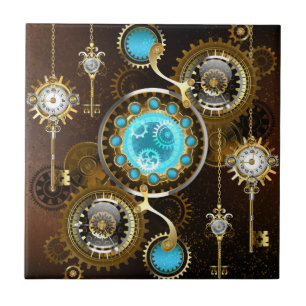 Steampunk Rusty Background met Turquoise Lenses Tegeltje