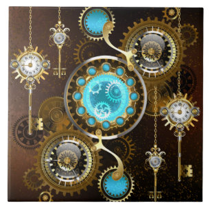 Steampunk Rusty Background met Turquoise Lenses Tegeltje