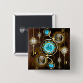 Steampunk Rusty Background met Turquoise Lenses Vierkante Button 5,1 Cm (Voorkant /achterkant)