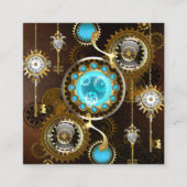 Steampunk Rusty Background met Turquoise Lenses Vierkante Visitekaartje (Voorkant)