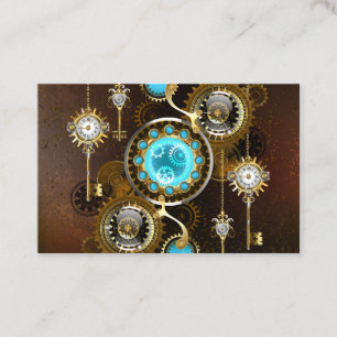 Steampunk Rusty Background met Turquoise Lenses Visitekaartje