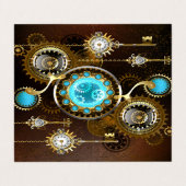 Steampunk Rusty Background met Turquoise Lenses Visitekaartje (Buitenkant ongevouwen)