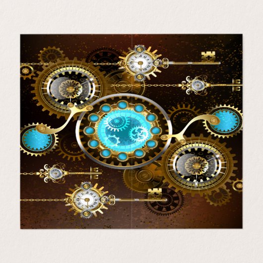 Steampunk Rusty Background met Turquoise Lenses Visitekaartje (Buitenkant ongevouwen)