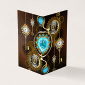 Steampunk Rusty Background met Turquoise Lenses Visitekaartje (Buitenkant)