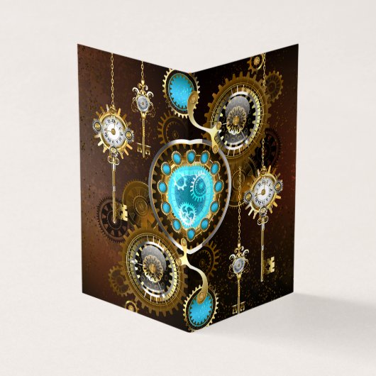 Steampunk Rusty Background met Turquoise Lenses Visitekaartje (Buitenkant)