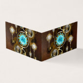 Steampunk Rusty Background met Turquoise Lenses Visitekaartje (Buitenkant)