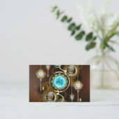 Steampunk Rusty Background met Turquoise Lenses Visitekaartje (Staand voorkant)
