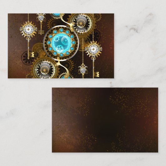 Steampunk Rusty Background met Turquoise Lenses Visitekaartje (Voorkant / Achterkant)