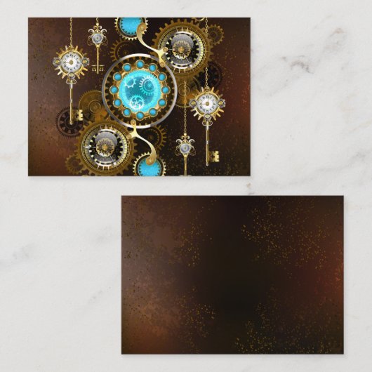 Steampunk Rusty Background met Turquoise Lenses Visitekaartje (Voorkant / Achterkant)
