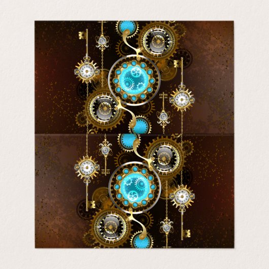 Steampunk Rusty Background met Turquoise Lenses Visitekaartje (Buitenkant ongevouwen)