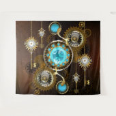 Steampunk Rusty Background met Turquoise Lenses Wandkleed (Voorkant (horizontaal))