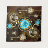 Steampunk Rusty Background met Turquoise Lenses Wandkleed (Voorkant (horizontaal))