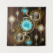 Steampunk Rusty Background met Turquoise Lenses Wandkleed (Voorkant)
