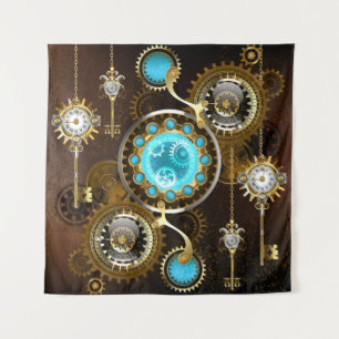 Steampunk Rusty Background met Turquoise Lenses Wandkleed