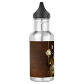 Steampunk Rusty Background met Turquoise Lenses Waterfles (Links)