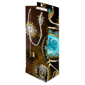 Steampunk Rusty Background met Turquoise Lenses Wijn Cadeautas (Achterkant Gekanteld)