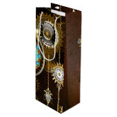 Steampunk Rusty Background met Turquoise Lenses Wijn Cadeautas (Voorkant Gekanteld)