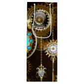 Steampunk Rusty Background met Turquoise Lenses Wijn Cadeautas (Voorkant)