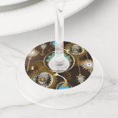 Steampunk Rusty Background met Turquoise Lenses Wijnglaslabel (Dichtbij)