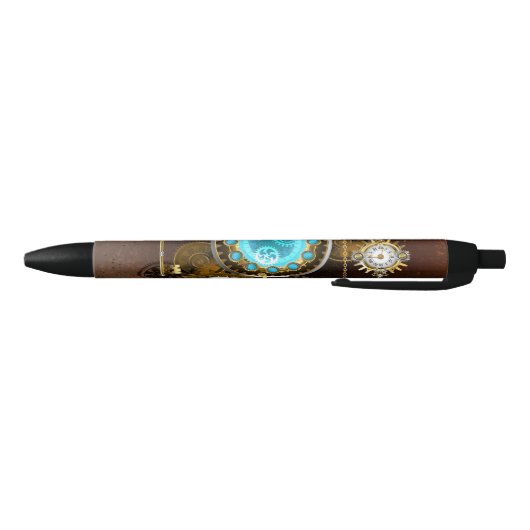 Steampunk Rusty Background met Turquoise Lenses Zwarte Inkt Pen (Bodem)