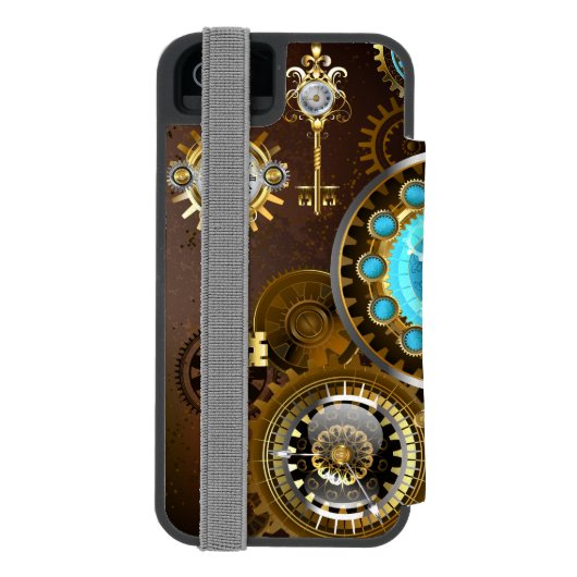 Steampunk Rusty Background with Turquoise Lenses Incipio iPhone Portemonnee Hoesje (Agenda Achterkant)