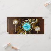 Steampunk Rusty Background with Turquoise Lenses Kaart (Voorkant / Achterkant in situ)