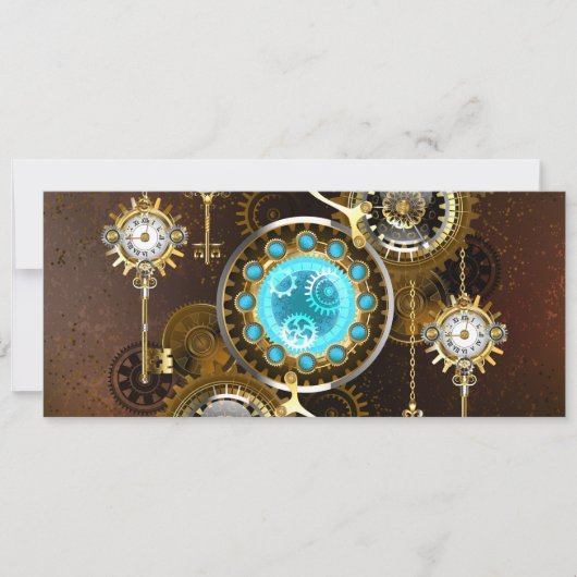 Steampunk Rusty Background with Turquoise Lenses Kaart (Voorkant)