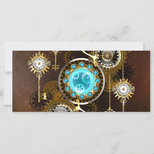 Steampunk Rusty Background with Turquoise Lenses Kaart (Voorkant)